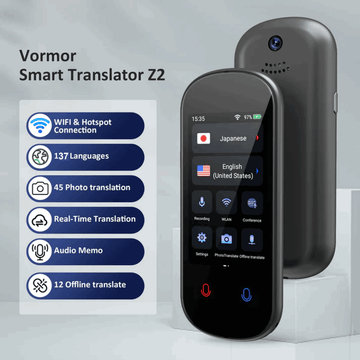 VORMOR  Z2 Language Translator Device, Latest Voice Translator Android 8.0 Language Speaking Translator 137 Languages Mini Talking Device VORMOR